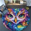 Colorful Owl Round Area Rug,Carpet Rug for Living Room Bedroom Sofa Playroom Decor,Non-slip Floor Mat