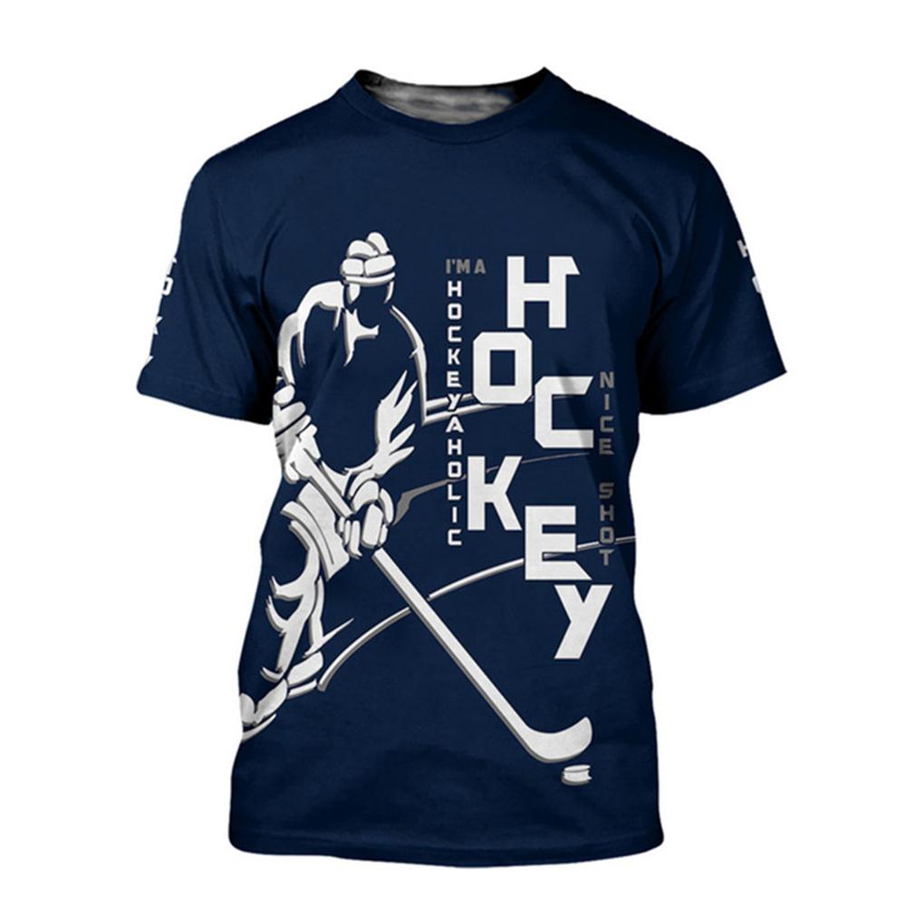 Fierce Hockey Sports 3D tisk Léto Pánské tričko s výstřihem Ležérní Krátký rukáv Trička nadměrné velikosti Módní topy Trend Muži Oblečení