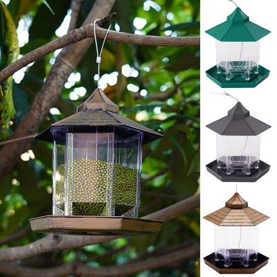 Yousheng 1 Set Bird Feeder Easy To Install Large Capacity Convenient Transparent House Shape Bird Hanging Food Container Home Supplies