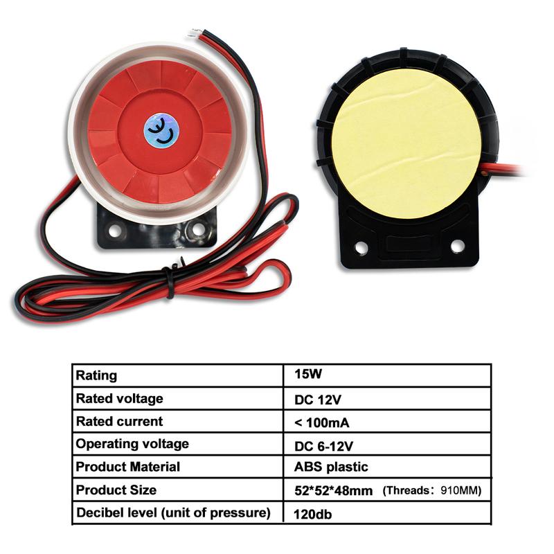 DC 6-12V Mini 120db Alarm Siren Audio Anti-theft Buzzer High-decibel Security Piezo Buzzer Alarm Horn