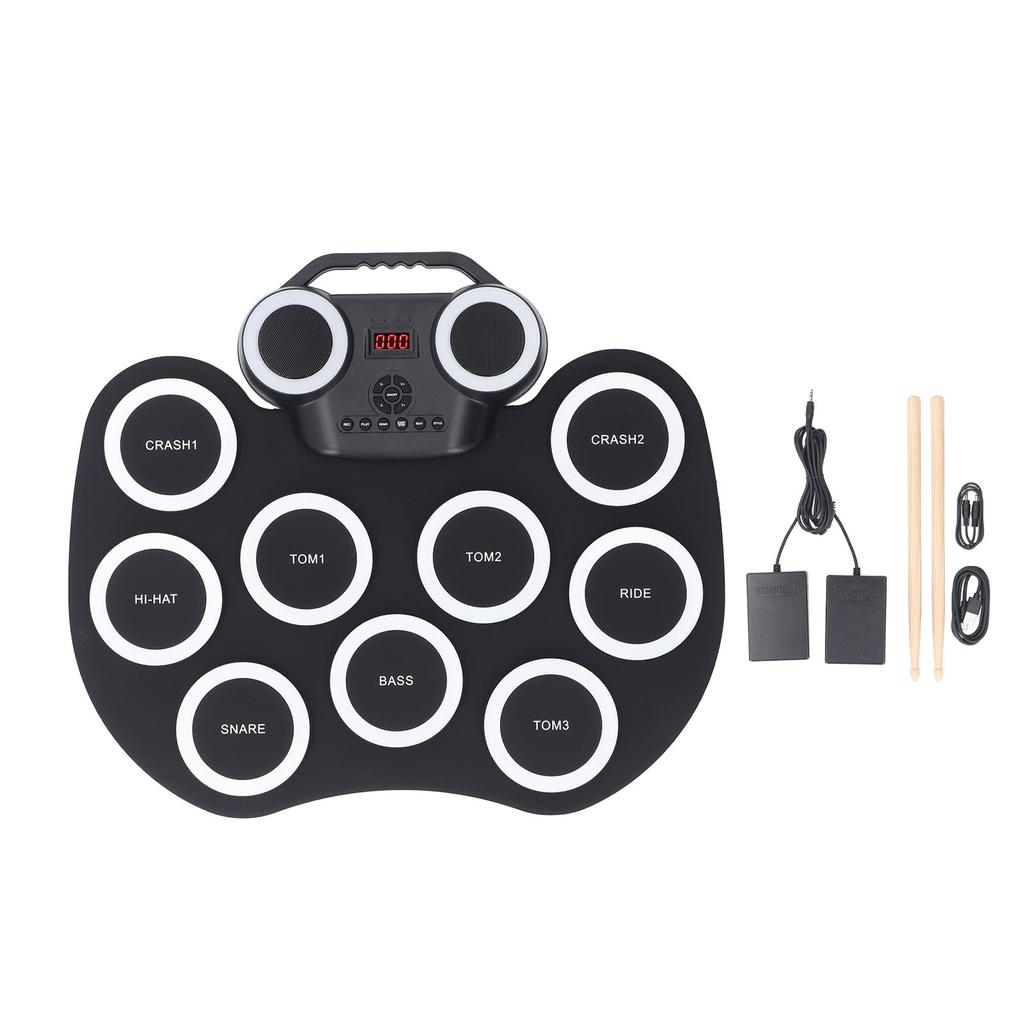 Electric Roll Up Drum Built in Speaker 9 Drum Pads Rechargeable Early Learning Roll Up Potable Drum 
