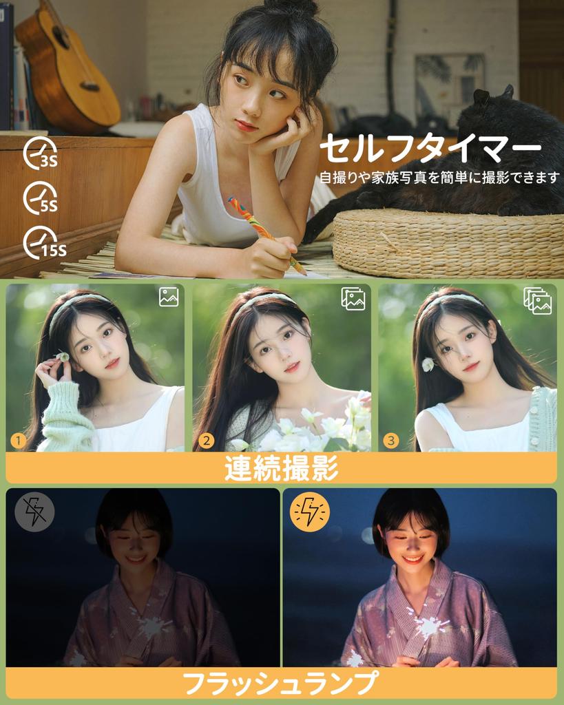 4K 64MP Digital Camera with AF Smile 16X Digital IPS YouTube Webcam for Birthday Pocket and Portable SD Autofocus, Detection, Zoom, 2.8-inch Screen,