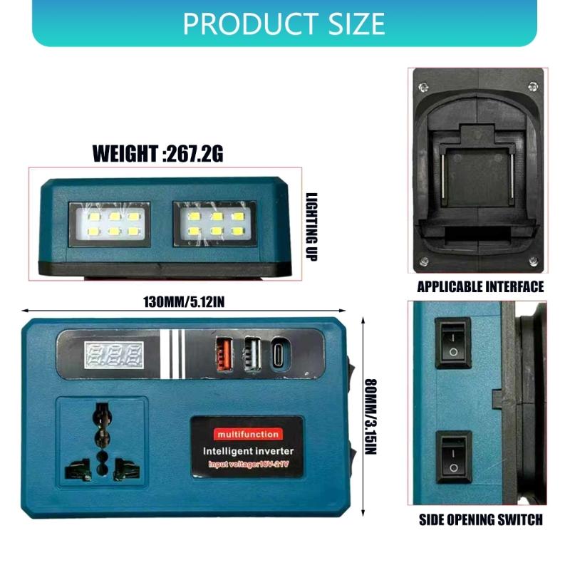 Multiple Outlet Intelligent Battery Inverter 21V To 220V Inverter Adapter Power Supply Inverter for Home Appliance
