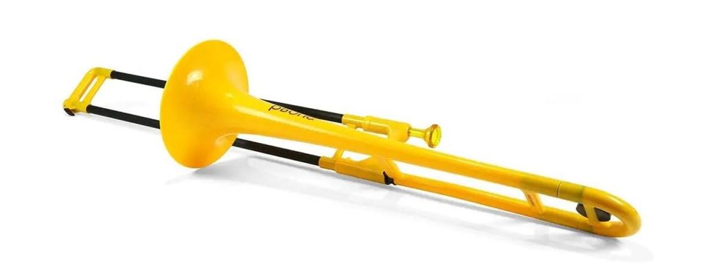 pInstruments pBONE Plastic Wind Instrument, Bb Tenor Trombone, Lightweight & Durable ABS with Bio-Coat, PBONE1Y Yellow (Includes Mouthpiece and