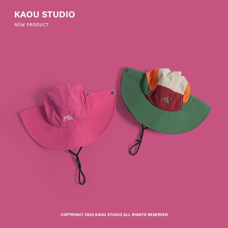 New Japanese Color Matching Bucket Hats Women Summer Outdoor Quick-drying Breathable Mountaineering Sun Protection Men's Caps