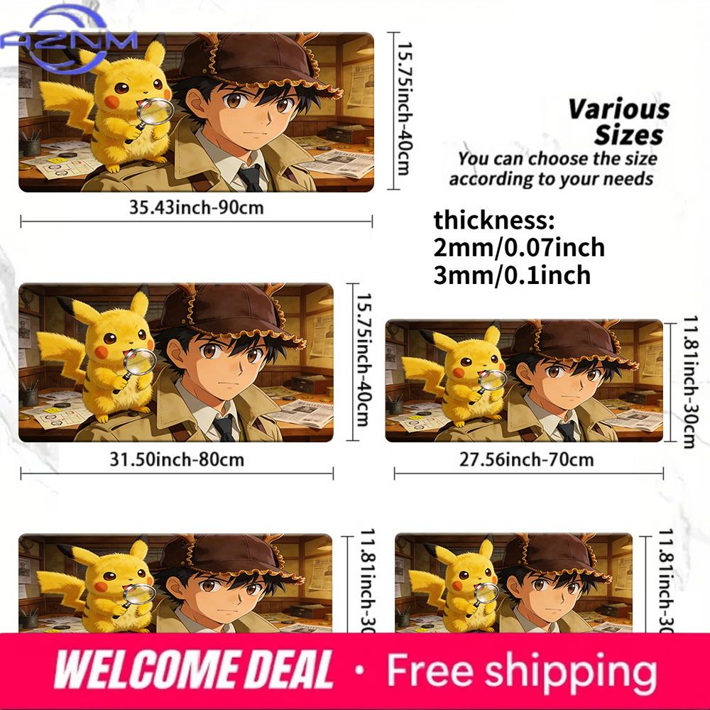 Pokemon Detective Ash Pikachu Gaming Mouse Pad NonSlip Desk Mat 300x800x2mm
