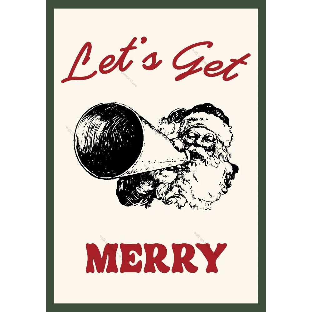 Vintage Christmas Metal Wall Decoration, Holiday Sticker Sign