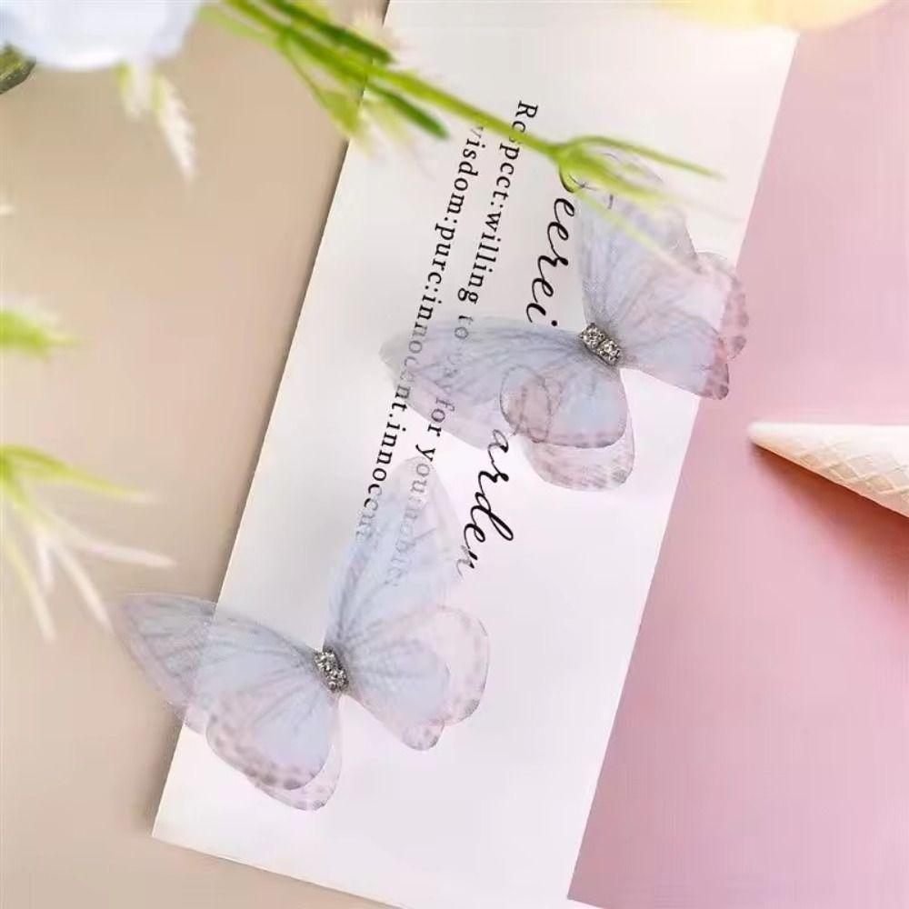 50Pcs 3D Organza Fabric Butterfly Appliques Clothes Sewing Patch  Bridal Hair Accessories