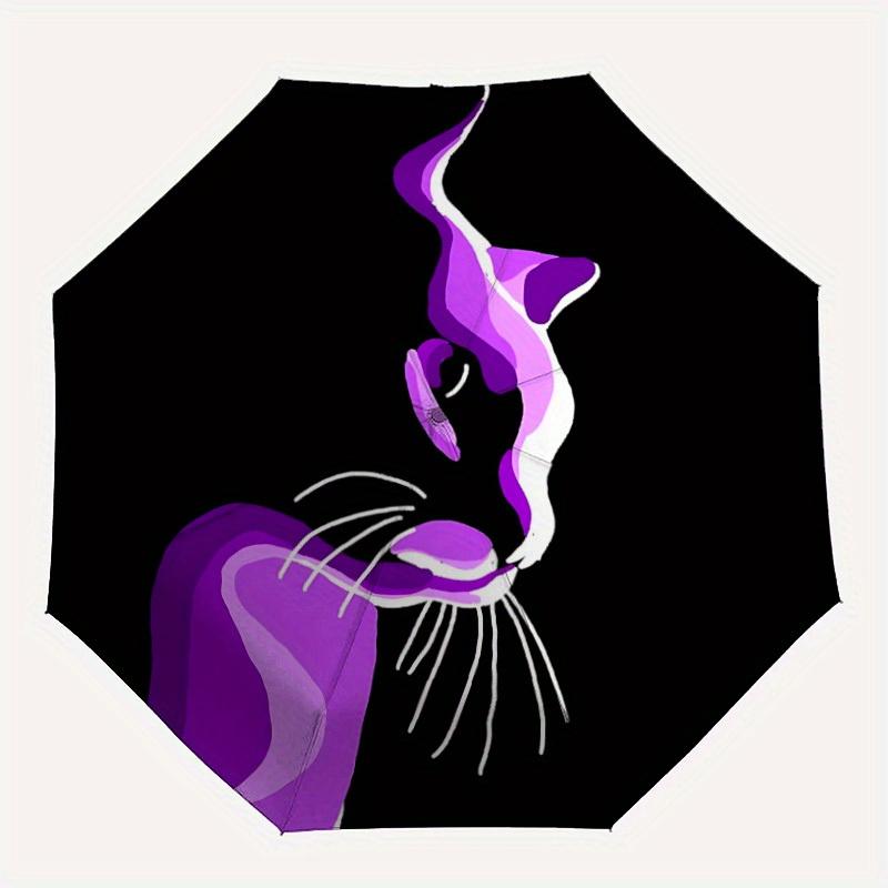 

1pc Light and Shadow Cat Automatic Open/Close Umbrella with Windproof, Functional Design, 8-Rib Sturdy Canopy