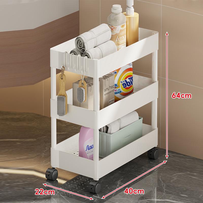 Compact Bathroom Trolley: Slim Floor-Standing Storage Rack for Narrow Spaces and Toilet Side