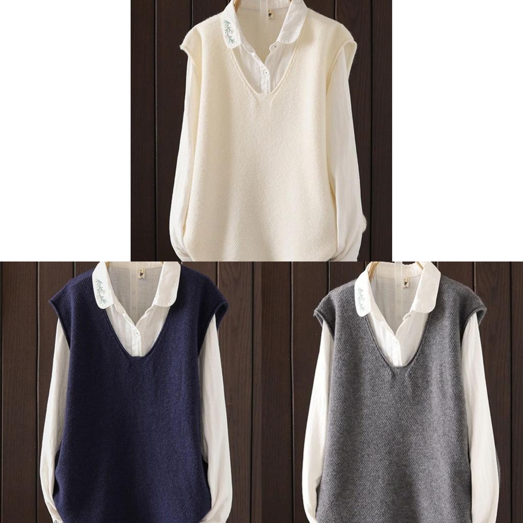 Gebreide Mouwloze Vest voor Dames met Abstracte Print voor Herfst Winter Layering