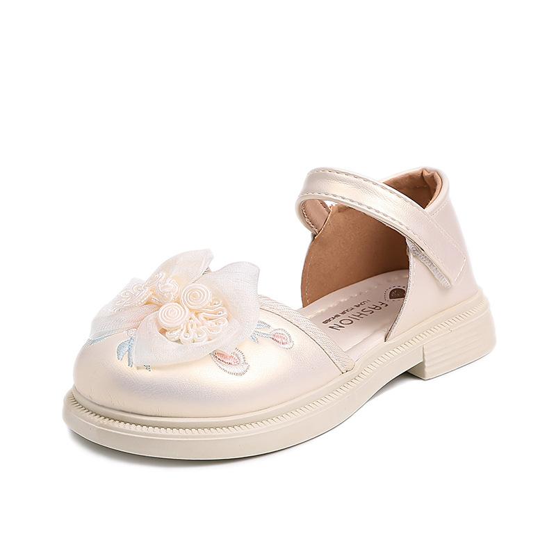 Spring Girls Vintage Princess Shoes Embroidered Leather Shoes Hanfu Matching Korean Soft Sole Flats