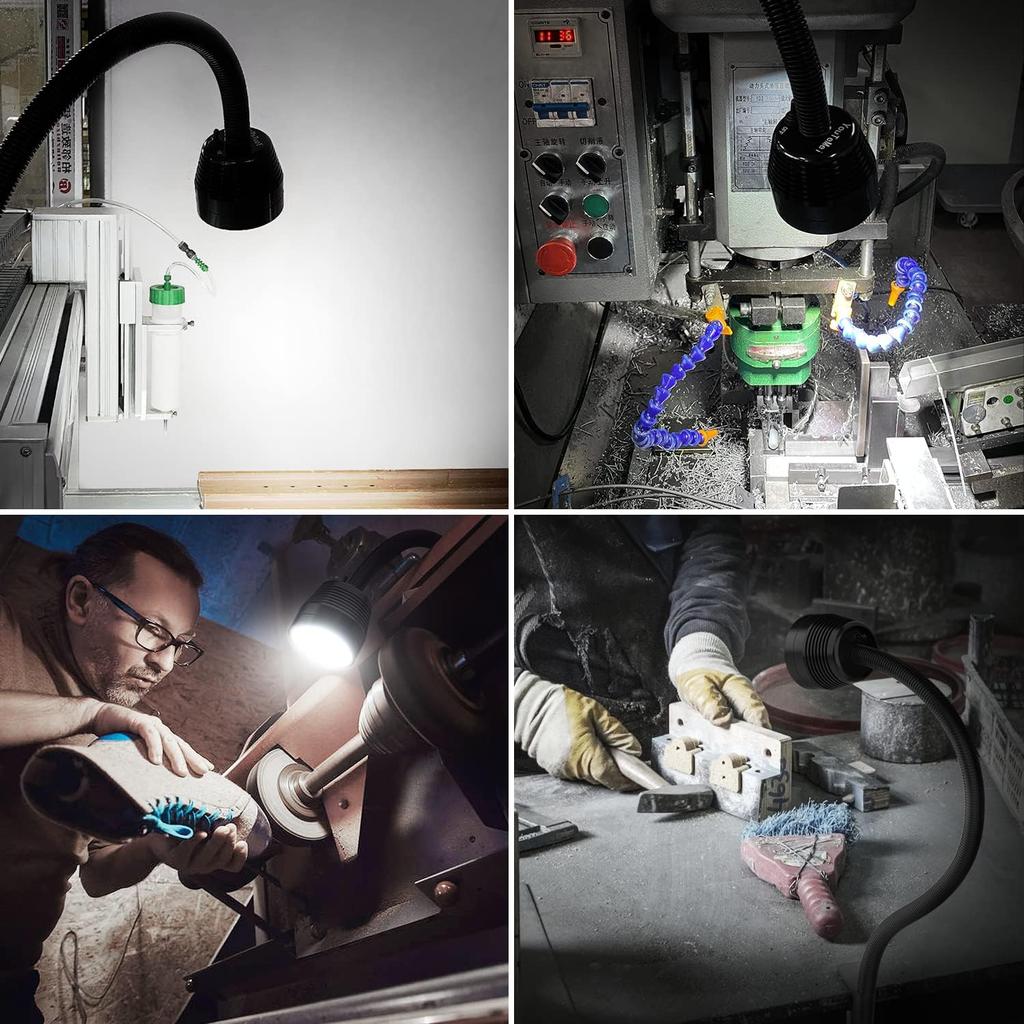 Led Machine Light,Machine Work Light Flexible IP66 Waterproof 1400 Lumens 110V-220V with Clamp Base for Lathe Machine,Workbench, Industrial Lighting