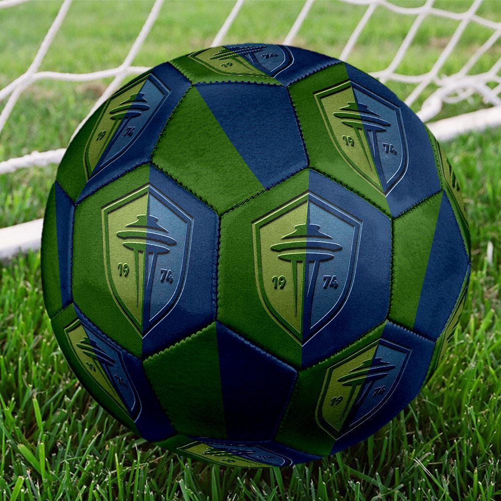 Seattle Sounders FC Size 5 Soccer Ball, Machine-Stitched PVC, Durable & High Bounce, All Ages Fit, Fan Merchandise, Matches & Outdoor Use.