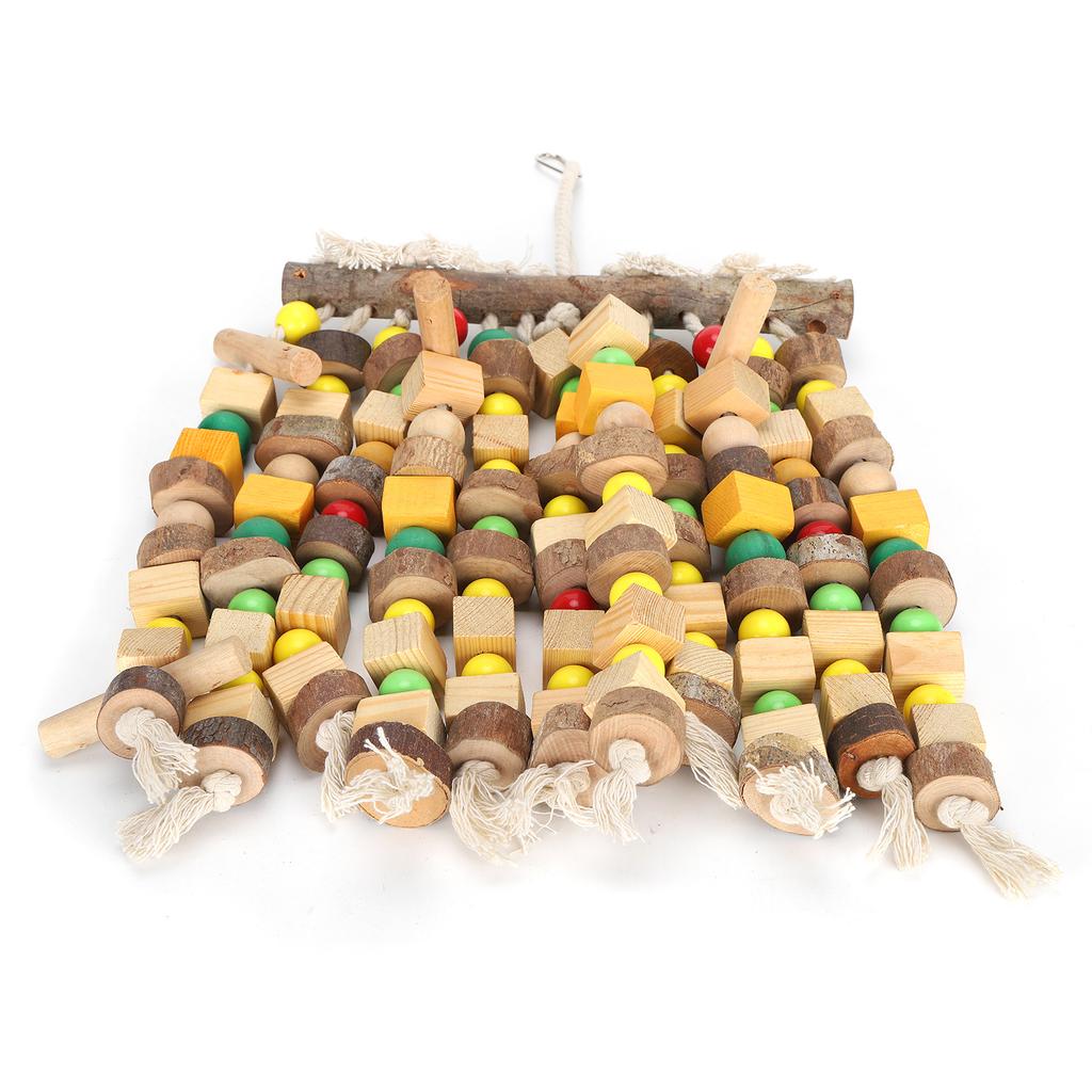 Hanging Chewing Toy Multicolored Natural Wooden Bird Tearing Blocks for Large ParrotL