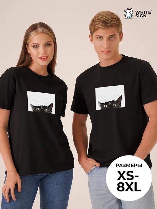Black Cat oversized cotton T-shirt with print 3XL