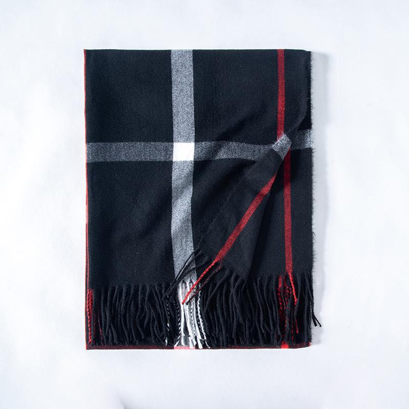 

Женский толстый полосатый клетчатый шарф - имитация кашемира, утеплитель для шеи на осень/зиму 70*180CM чёрный