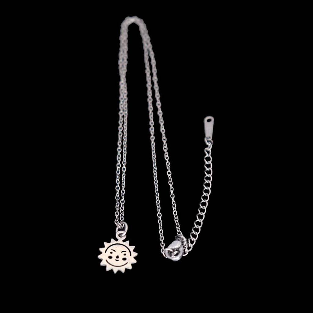 Sun Smiley Face Stainless Steel Pendant Necklace - Personalized Versatile Clavicle Chain