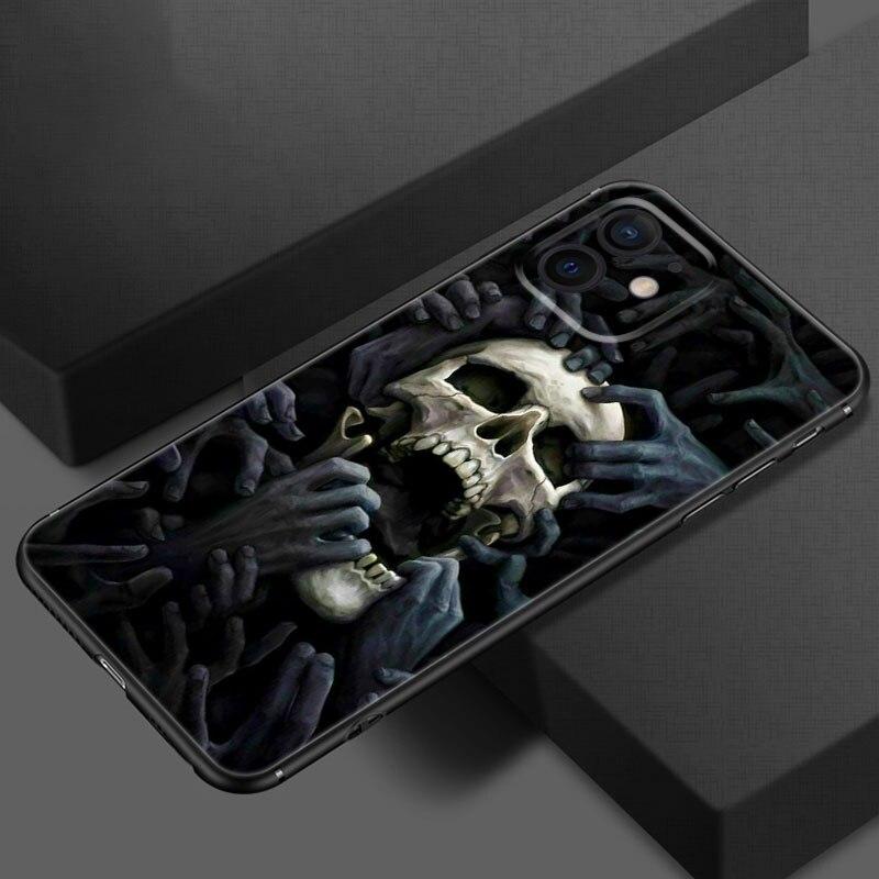 Satanic Scary Skull Phone Case For Apple iPhone 13 12 Mini 11 Pro XS Max X XR 8 7 6S 6 Plus SE 2020 5S 5 Soft TPU Black Cover
