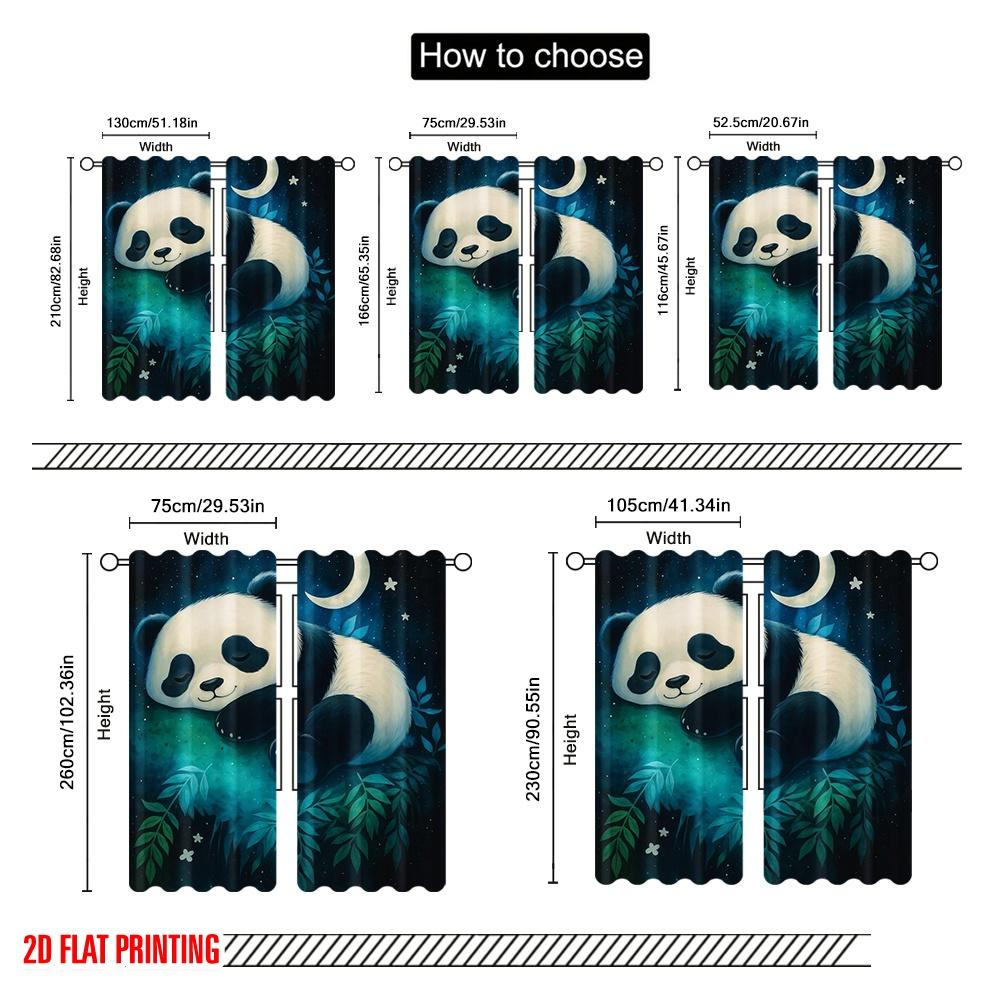 2pcs,2D Plane Printing Popular Curtain Panels Dreaming Panda 100% Polyester (without Rod) Festive for Living Room, Bedroom,