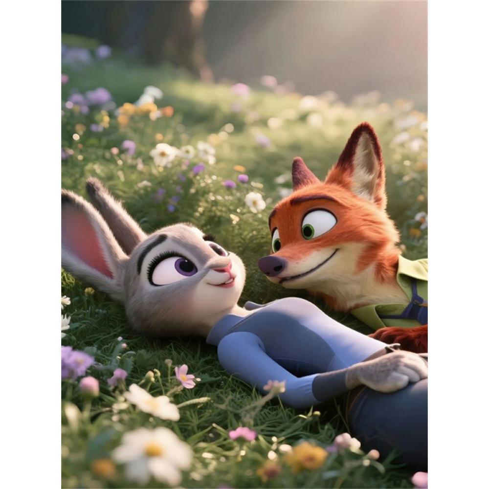 

Disney 5D DIY Diamond Painting Zootopia Healing Fan Art Illustration Cartoon Full Diamond Mosaic Diamond Painting Art Wall Decoration Craft Set Round 20x30cm