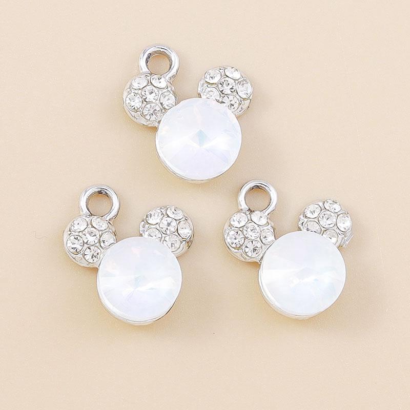 Leslie 10pcs Cute Animal CZ Crystal Bear Charms Pendants for Jewelry Making Diy Necklace Earring Bracelet Handmade Craft