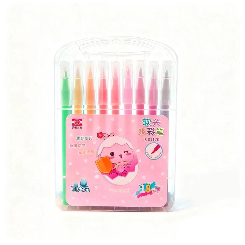 

Акварельные ручки 18 цветов Смываемые акварельные ручки Канцелярские товары Акварельная ручка с мягким наконечником Маркер для рисования Арт-маркер Школьные принадлежности