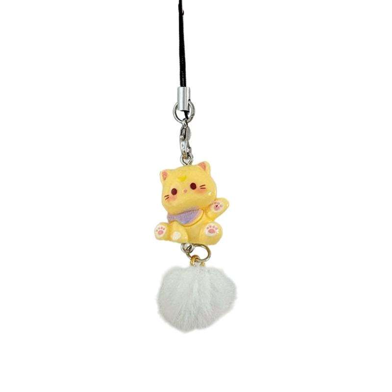 Adorable Sturdy Resin Cats Phone Charm Keychain Pendant for Girls Adds Lovely to Your Bag or Backpack Decoration