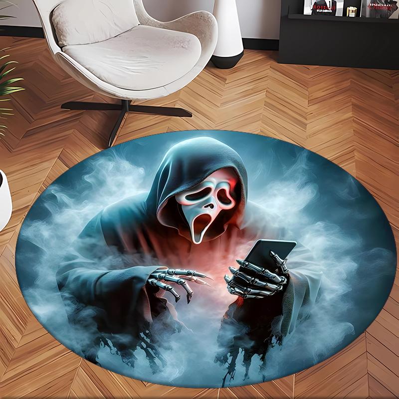 Ghostface (1) Tapis de Bureau Rond Tapis de Sol Décoratif pour Bureau Chambre Salon et Espace Maison