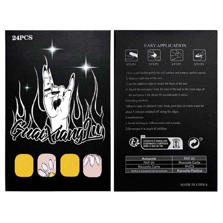 Kurzer quadratischer künstlicher Nagel Winter Press-on-Nagel Florale Designs Glänzend Vollabdeckung Aufkleb-Nagel für Damen 24 Stück