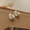925 Silver Matte Mini Wide Ring Earrings