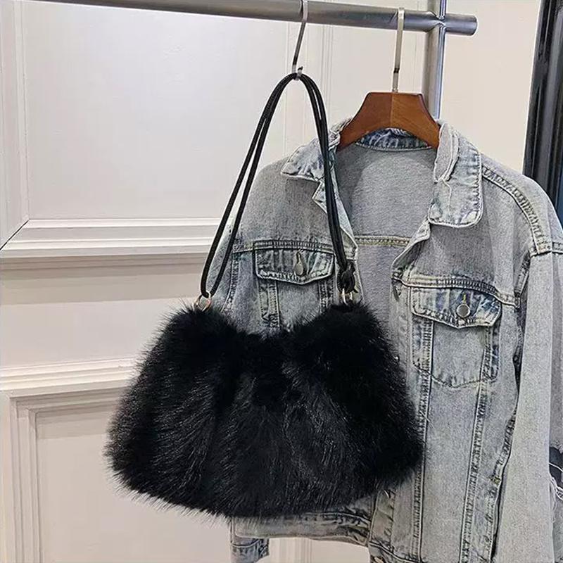 Fashi Luxe Nepkonijnenbont Pluche Schoudertas High-End Dames Tote Handtas voor Stijlvol Cadeau Verzenden