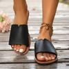 Cool Slippers Women's 2025 Summer New Fashionable Outerwear Flat Casual Slippers Solid Color Open Toe Oversized Slippers