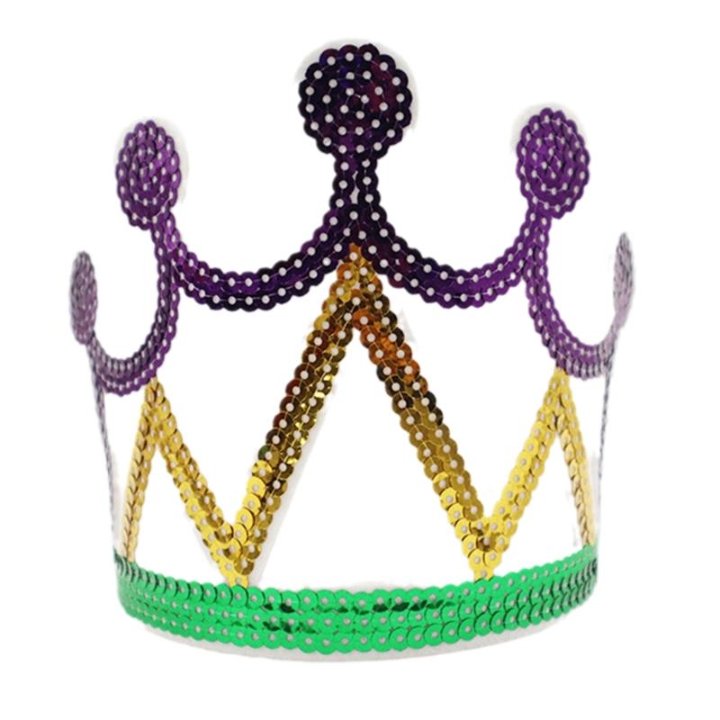 

Shimmering Sequins Mardi Gras Crown Headband for Costume Halloween Party Festive Mardi Gras Crown for Dress up Parties