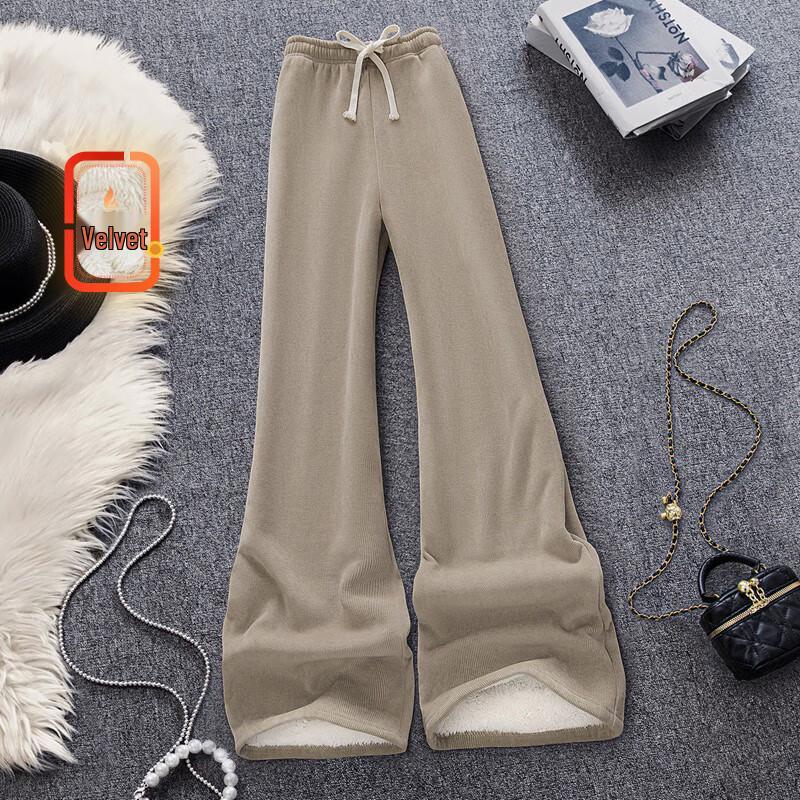 

Women s Plush Lined High-Waist Wide-Leg Pants M