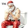 Creative Santa Claus Wall Murals Funny Muscular Toilet Seat Decal, Self?Adhesive PVC Christmas Muscle Decals Restroom Sticker, Humorous Bathroom