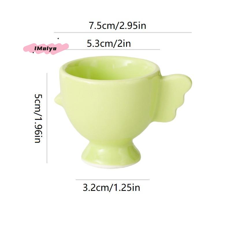 Solid Color Egg Cup with Heightened Base Non-Slip Handle Good Grip Mini Breakfast Ceramic Sponge Holder for Dining Room