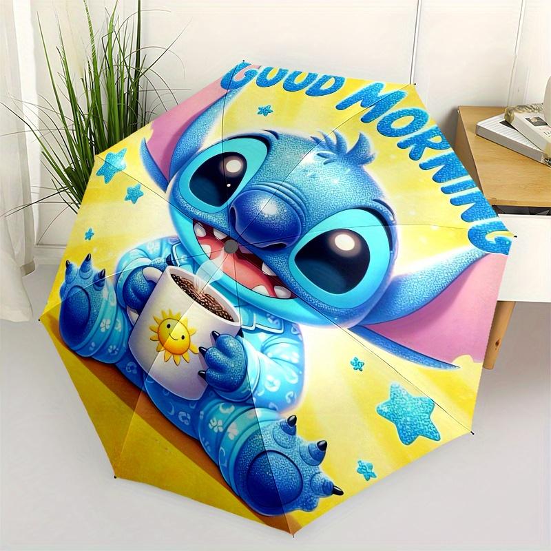 

Good Morning Stitch Automatic folding umbrella, 8 ribs portable foldable design, best choice for business and going out, birthday, Halloween