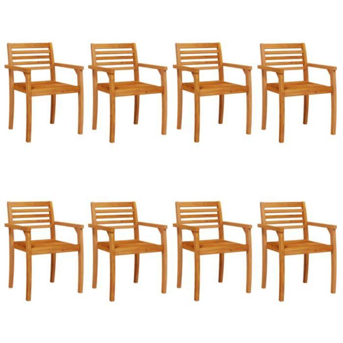 VidaXL Set of 8 Garden Chairs, Patio Seats, Balcony Chairs, Outdoor Gardening Patio Furniture, Solid Wood 3217204