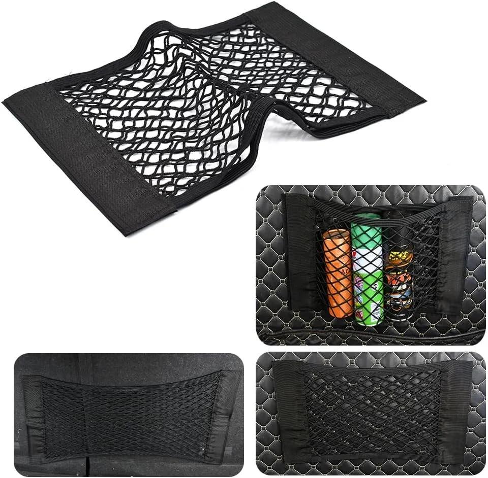 Bil Rygg Bak Bagasjeromsete Elastisk streng Nett Magic Sticker Netting Oppbevaringsveske Lommebur Auto Organizer Seteryggveske 40*25cm