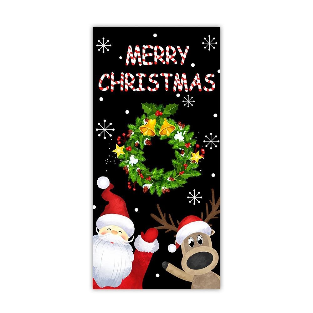 Ornaments Santa Claus Decoration 90x185cm Christmas Door Cover Christmas Hanging Cloth  Porch Home