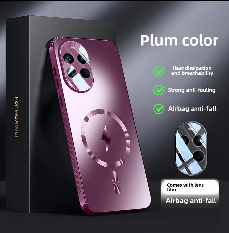 

Чехол для Huawei-Nova 13 с защитной пленкой для объектива с полным покрытием, магнитной адсорбцией, отводом тепла, гладкий и стильный huawei Nova 13Pro темно-красного