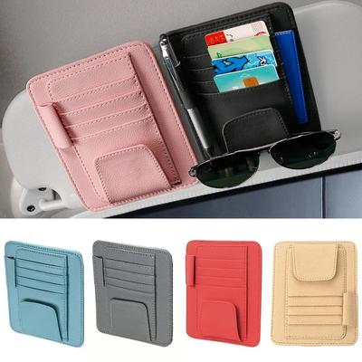 Car Sun Visor Organizer Multi-Pocket Auto Interior Accessories Pocket Organizer Car Document Storage Pouch Pen Holder