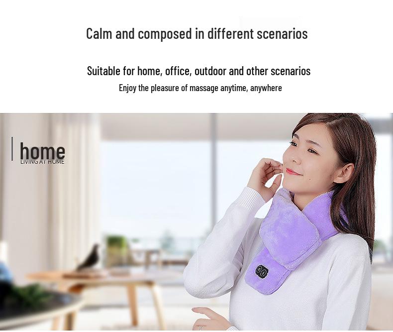 Unisex Smart USB Heated Scarf with Neck Protection, Vibration, Hot Compress & Massage
