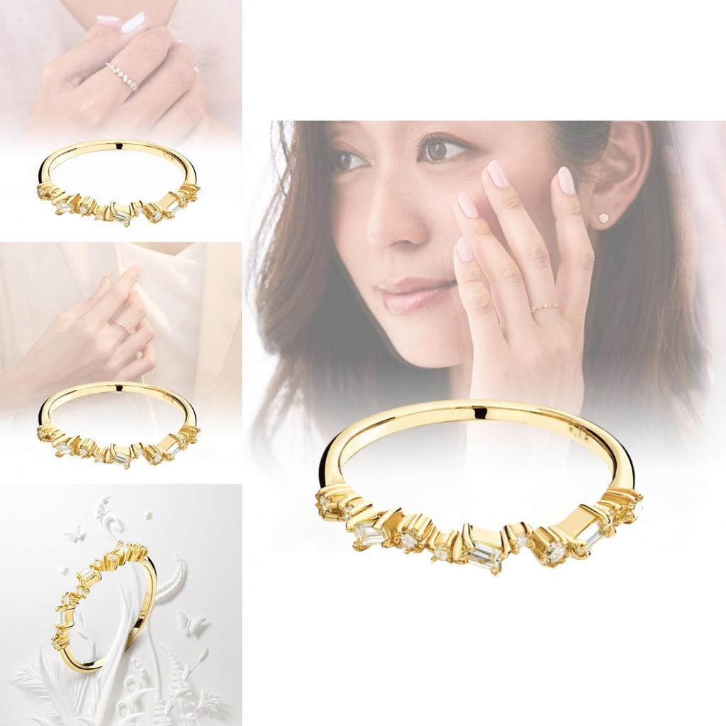 Eleganter 18k vergoldeter geometrischer Zirkonring für Damen, atemberaubender Verlobungsschmuck