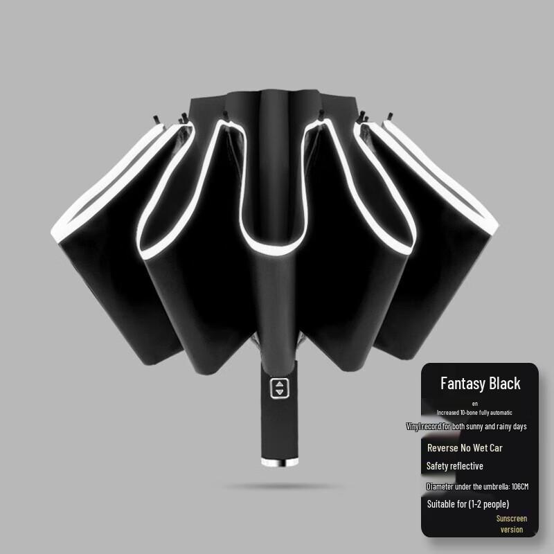 Banana Under 10-Rib Automatic Folding Sun/Rain Umbrella