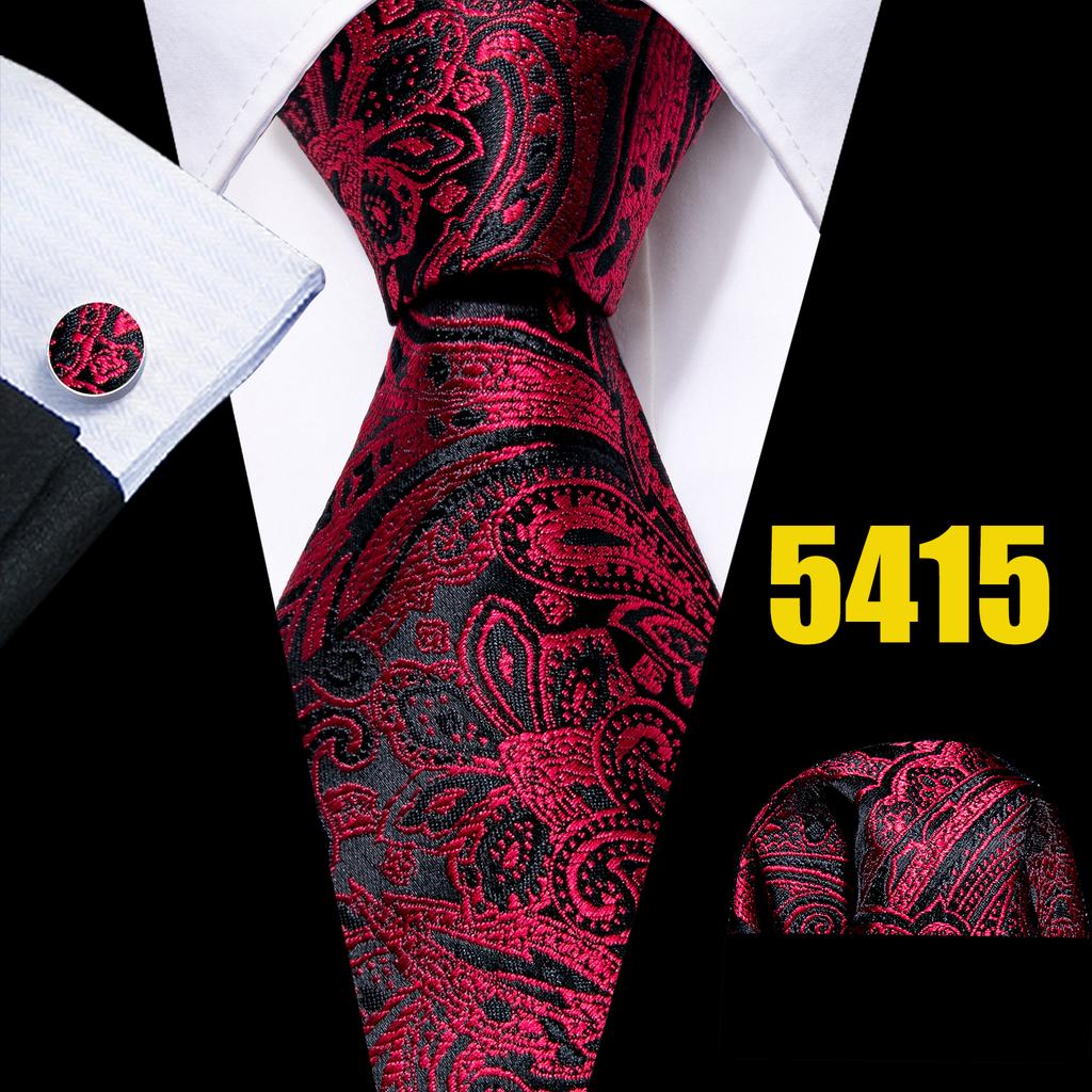 Barry.Wang Férfi Divat Nyakkendők Virágos Paisley Szövött Selyem Nyakkendő Zsebkendő Mandzsettagombok Formális Alkalmi Üzleti