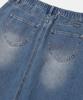 COLUMBIA UNIVERSITY Trajan Label Catwashed Denim Long Skirts_Light Jean