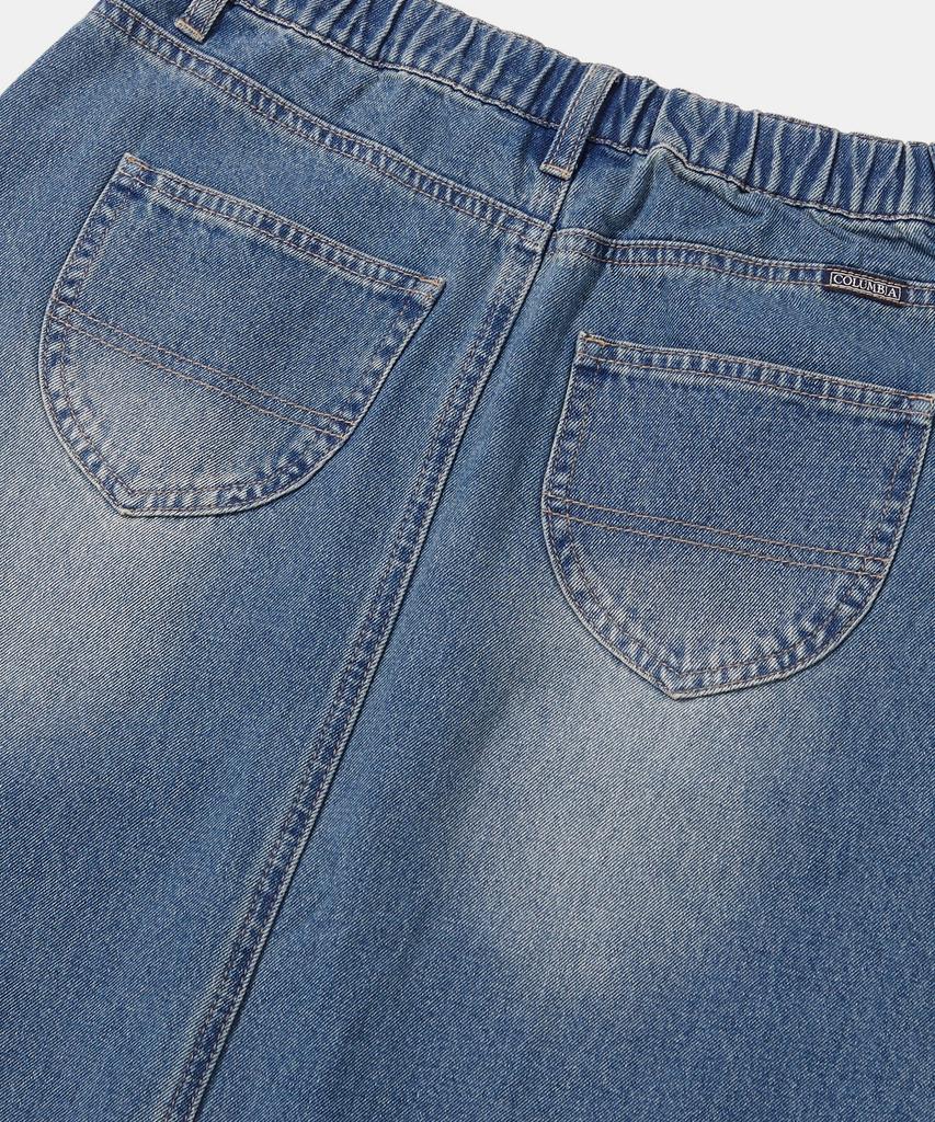 COLUMBIA UNIVERSITY Trajan Label Catwashed Denim Long Skirts_Light Jean