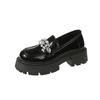 Spring Chunky Single Shoes Women Fashion Round Head Deep Mouth Crystal Buckle Set Foot Soft Sole Mid-Heel Shoes